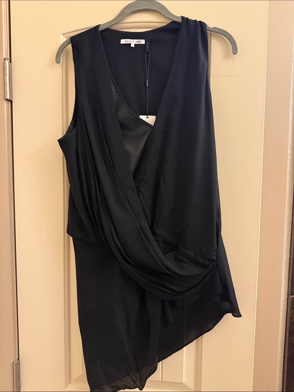 Helmut Lang Black Asymmetric Draped Sleeveless Top - NWT
